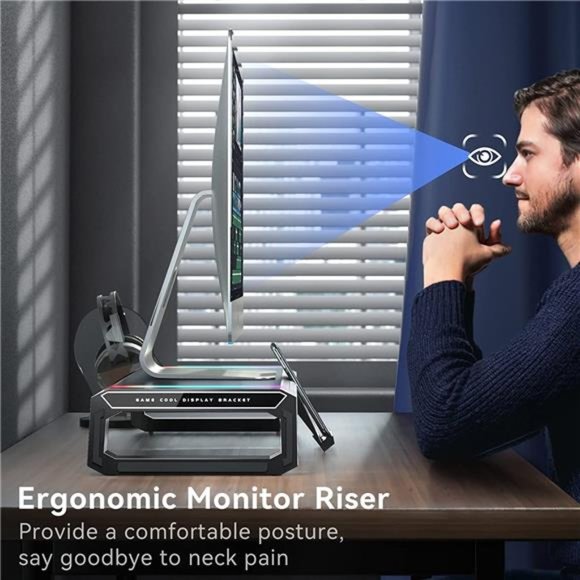 RGB Gaming Computer Monitor Stand Riser -3 Length Adjustable Computer Stand - Picture 4 of 7